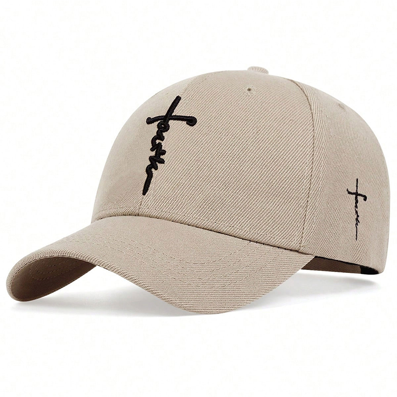 Gorras de béisbol con bordado de cruz y letras Unisex, gorras informales ajustables para exteriores, gorra deportiva con protección solar para primavera y otoño: Caqui