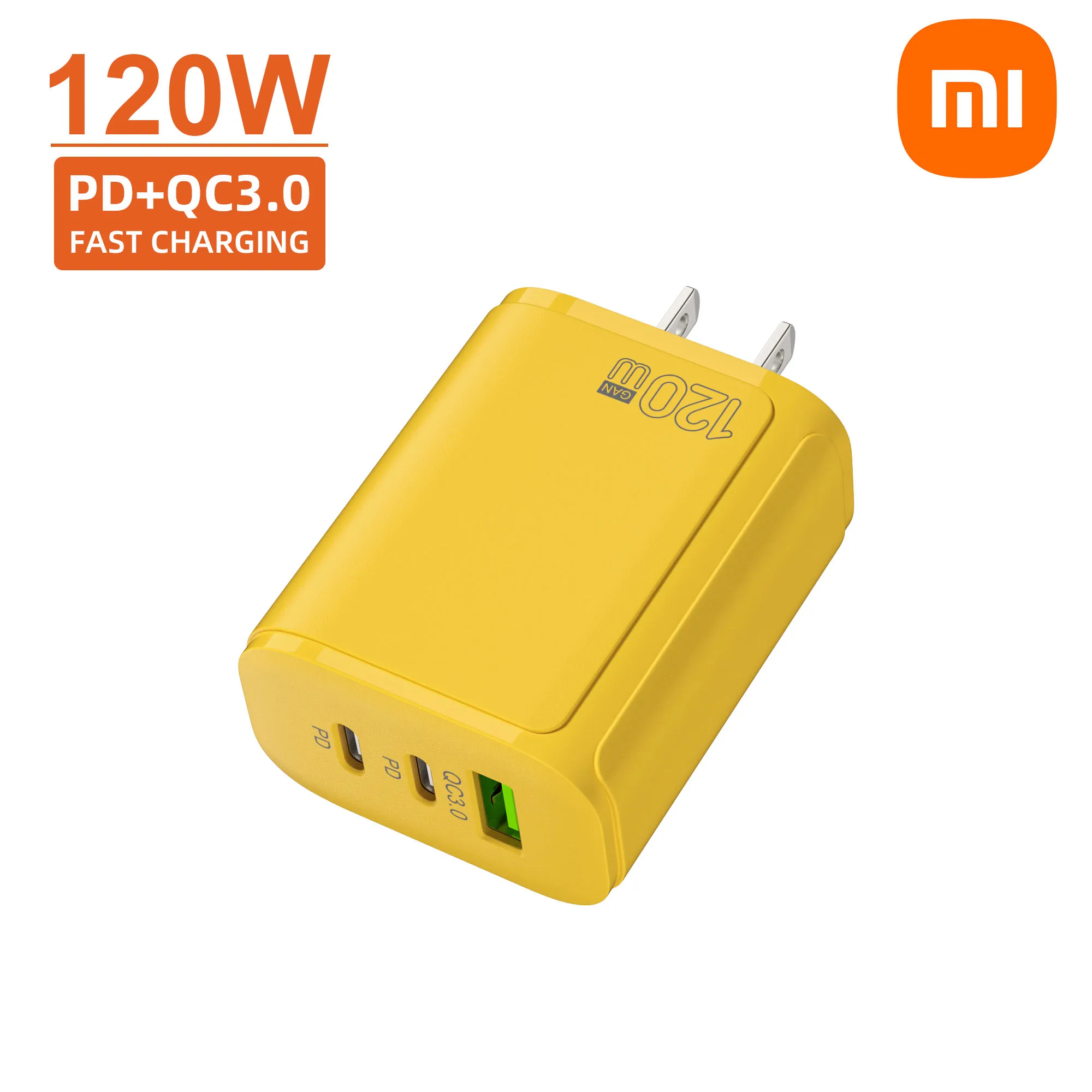 Xiaomi 120W Ultra Fast Charging Dual PD Quick Mobile Phone Charger 3 Ports QC3.0 USB Type C GaN Charger EU/US/UK Wall Adapter: Blue