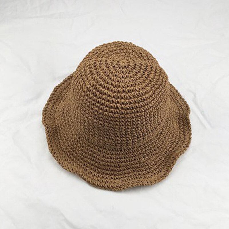 Kvindelig håndlavet solhat spandhætte bred kant kantbare halm hatte til kvinder sommer anti-uv strand hav kvindelige hatte
