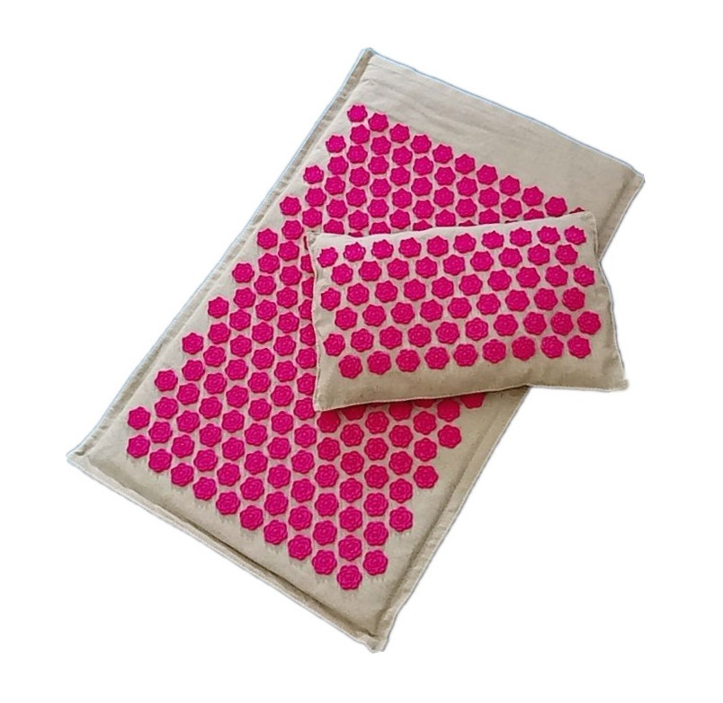 74*44cm Nature Linen Coconut Palm Massage Yoga Mat Sport Pillow Mat with Bag Lotus Spike Acupressure Mat Cushion Accupresure Mat: light yellow