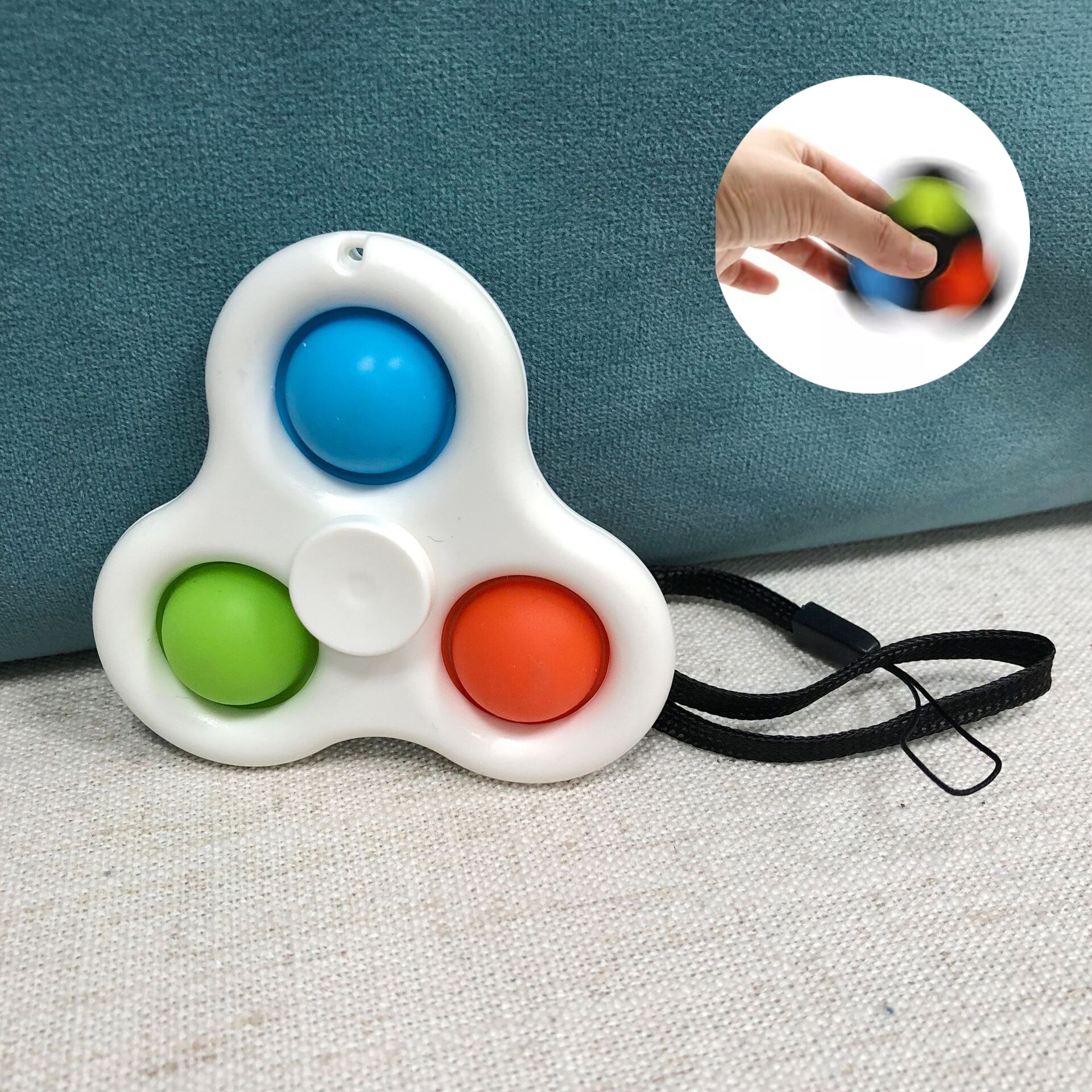 Pop Fidget Spinner Simple Dimple Novelty Finger Spinner Toys Fidget Popit Flip Sensory Office Desk Toys Stress Release: 3 fingers white