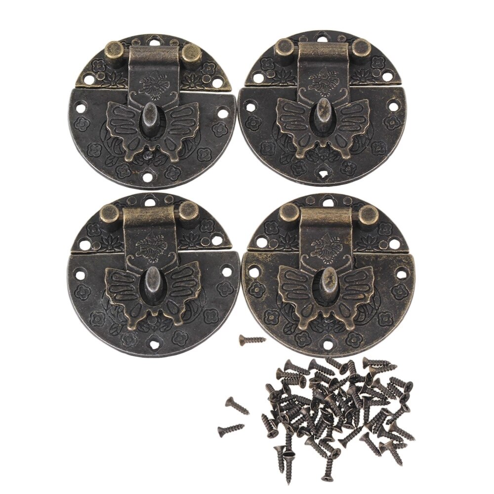 Butterfly Clasp Jewelry Chest Box Wooden Case Cabinet Hasp Latch Set of 4