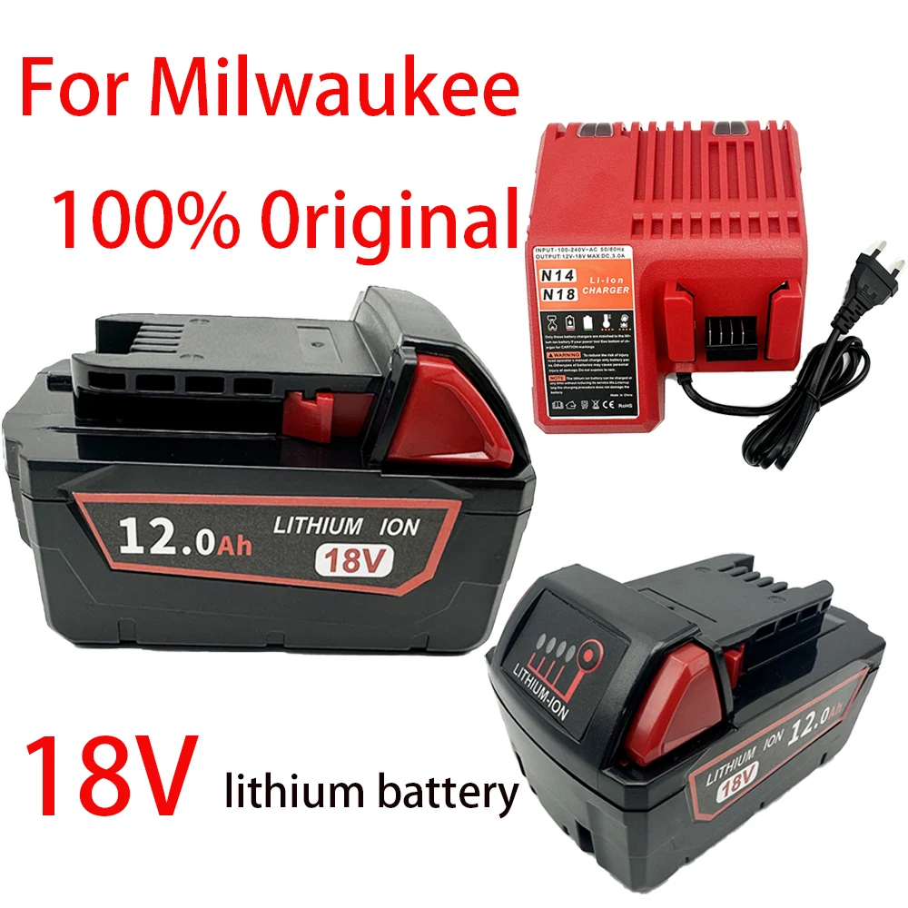 For Milwaukee M18 18V 12000mAh 18650 Lithium Replacement Battery For Milwaukee 48-11-1860 48-11-1850 48-11-1840 Tool Battery