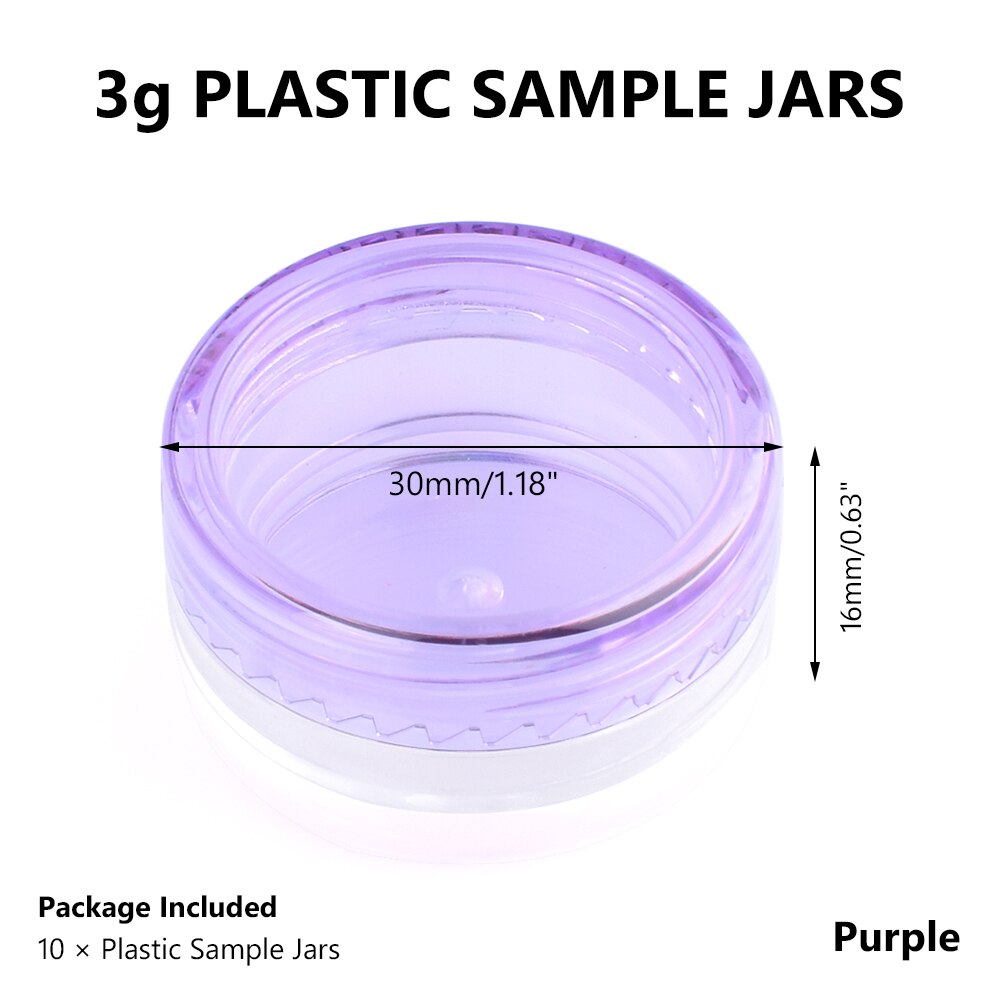 10pcs 3g/5g Empty Plastic Clear Cosmetic Jars Makeup Container Lotion Bottle Vials Face Cream Sample Pots Gel Box Plastic Sample: 3g Purple