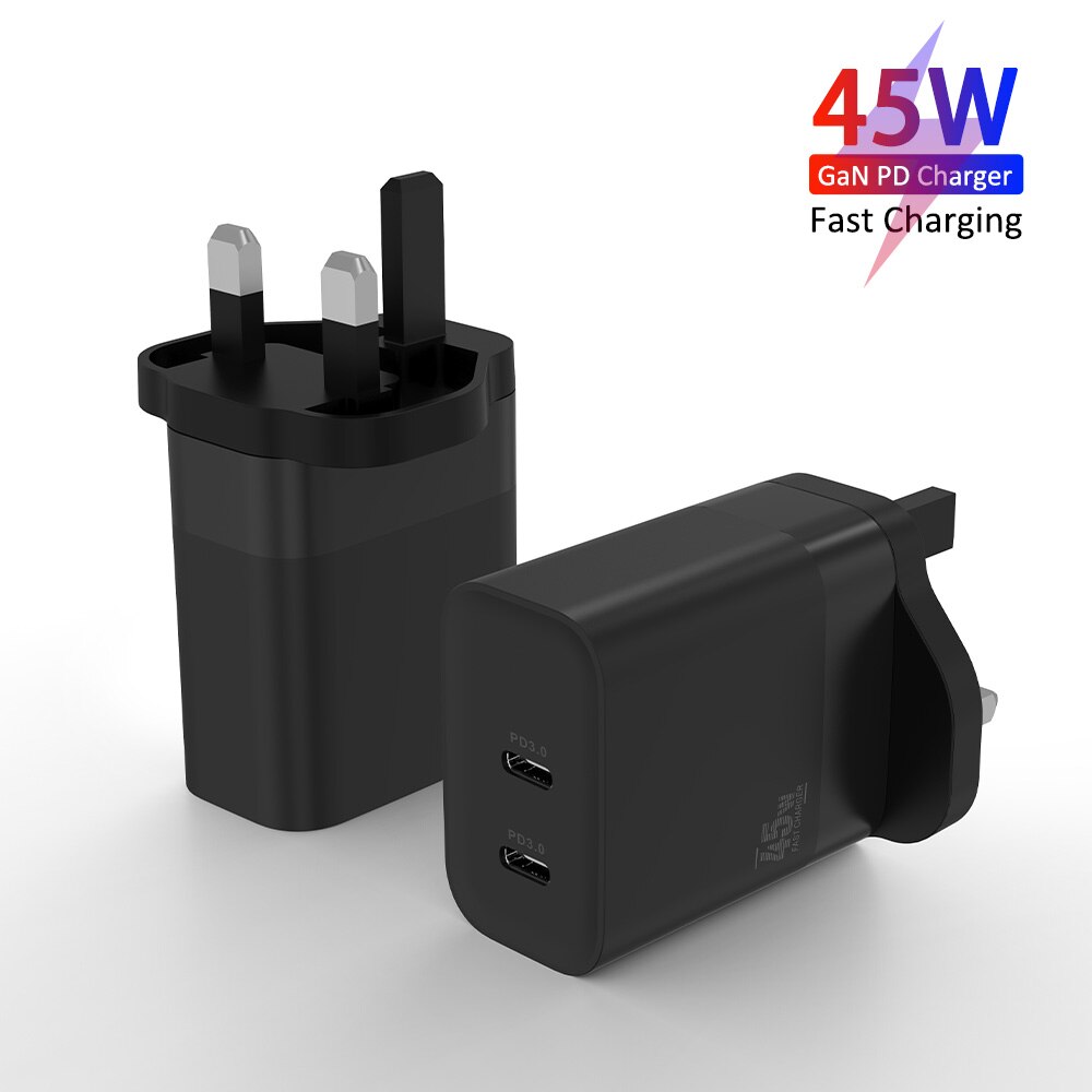 ILEPO-cargador doble USB tipo C para iPhone, dispositivo de carga rápida compatible con modelos 13, 12, 11 Max, Pro, XS, 8 Plus, iPad Pro Air, 45W, PD