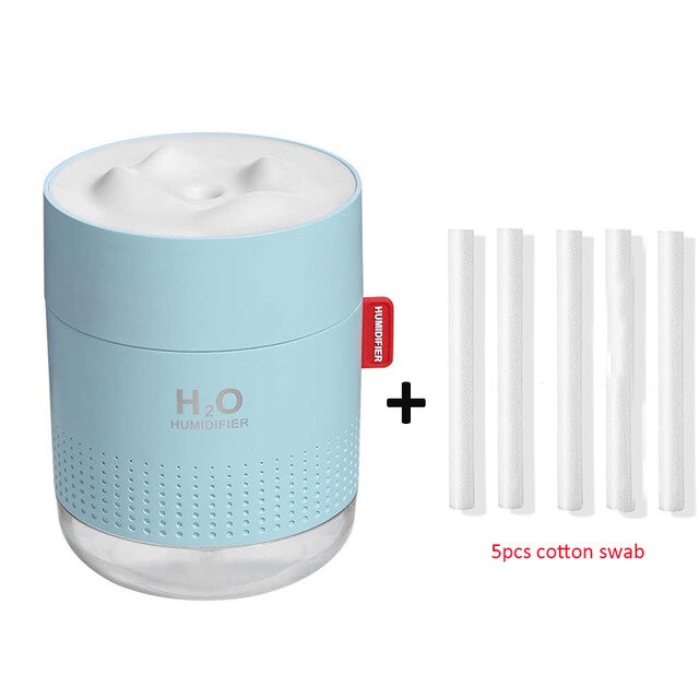 Draagbare Ultrasone Luchtbevochtiger 500Ml Sneeuw Berg H2O Usb Aroma Air Diffuser Met Romantische Nacht Lamp Humidificador Difusor: blue and 5filters