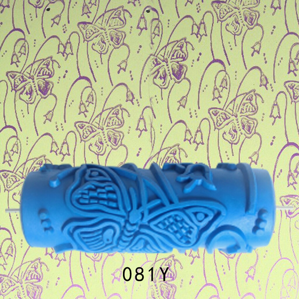 5'' Rubber Embossed Flower Pattern DIY Paint Roller Sleeve Decorative Texture Roller for Wall Painting Machine: Lavender