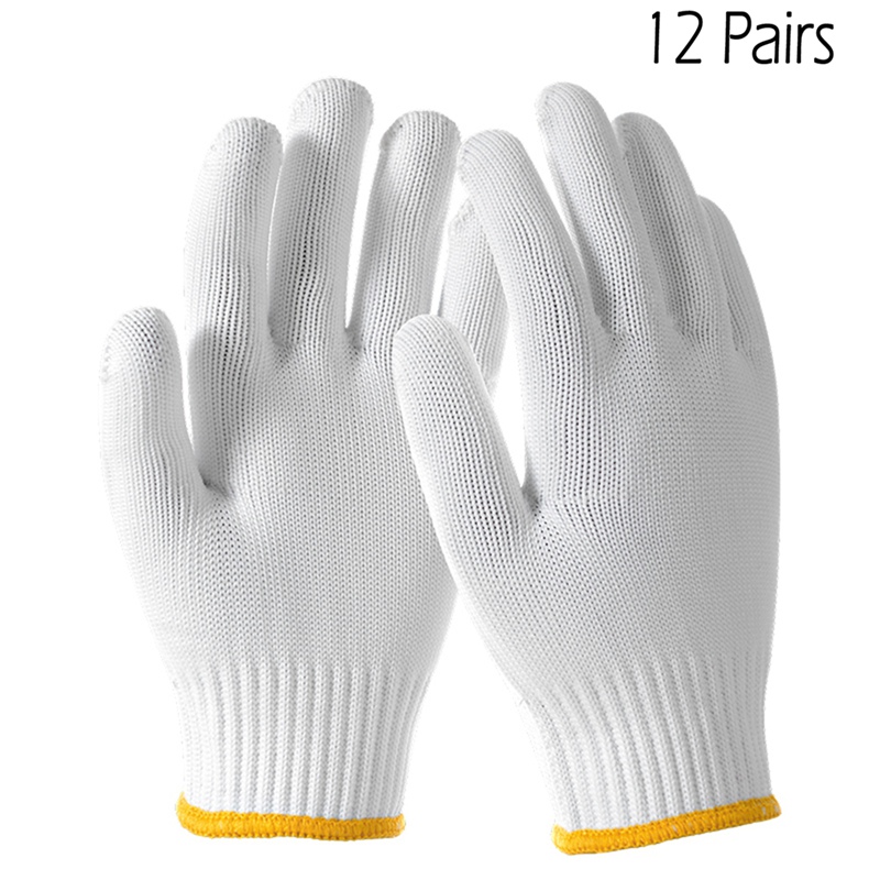 Deli Garden Gloves Gardening Knitted Cotton Gloves Quick Easy To Dig and Plant for Digging Planting Garden Tools 1/12 Pairs: 12pair