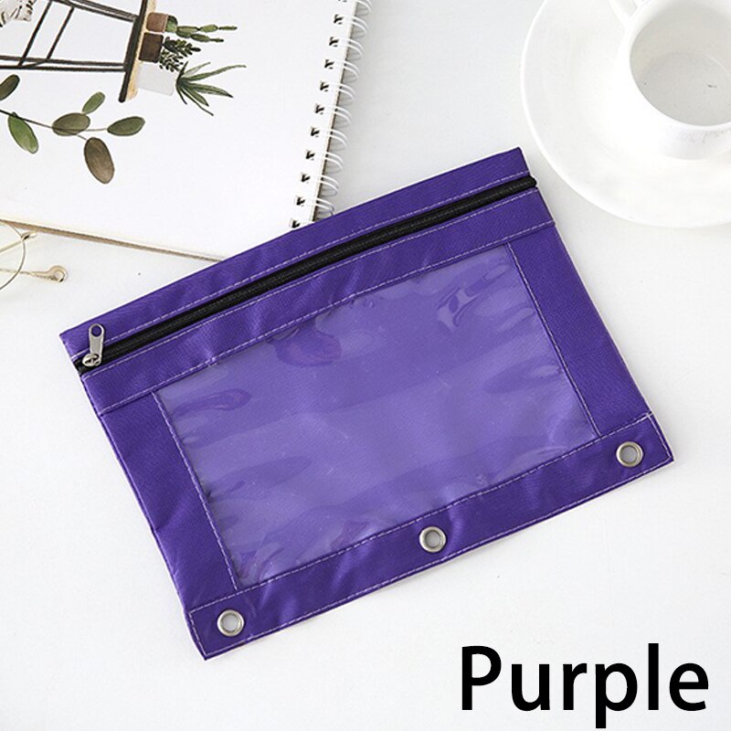 Sac porte-fichiers de documents | Sac de papeterie scolaire et de bureau 1Pc, sac à crayons avec fermeture éclair, pochette avec anneau Rivet, 3 trous: 3