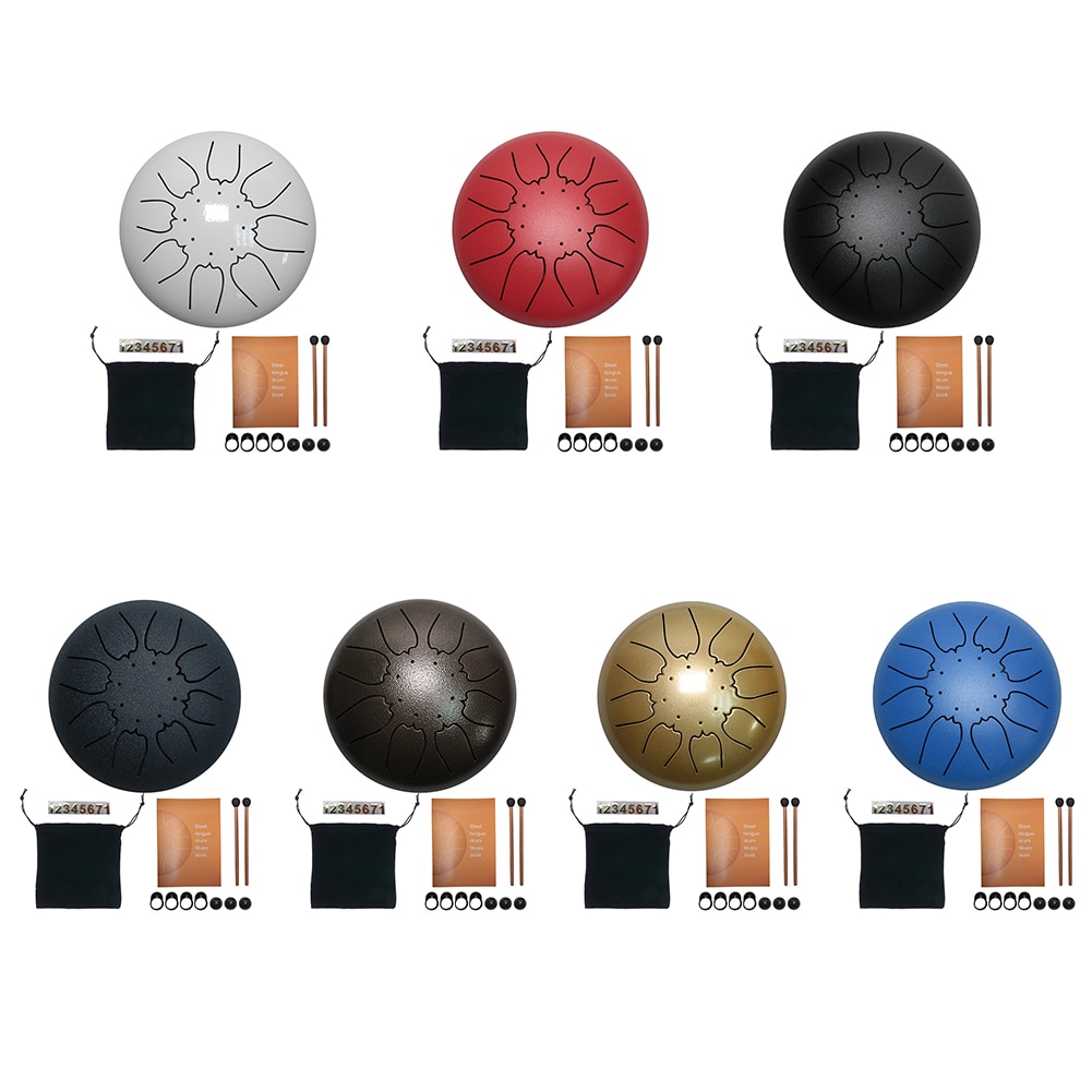 Staal Tong Drum 6 Inch 8 Tune Hand Pan Drum Set Tank Hank Drum Met Drumstick Pad Draagtas Percussie instrument