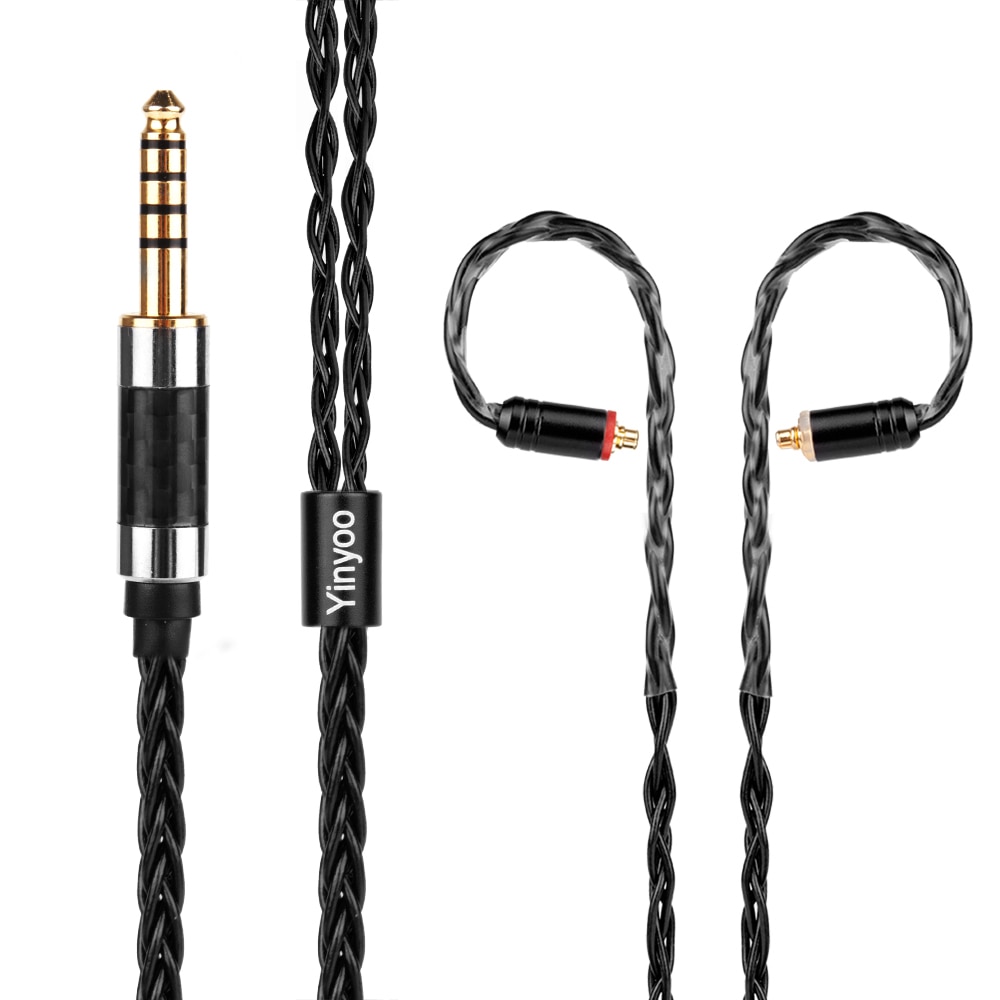 Cable negro plateado de 8 núcleos Yinyoo 2,5/3,5/4,4mm Cable equilibrado con MMCX/2PIN para BLON BL-03 BL-05 BL05 ZS10 AS10 ZSX C12