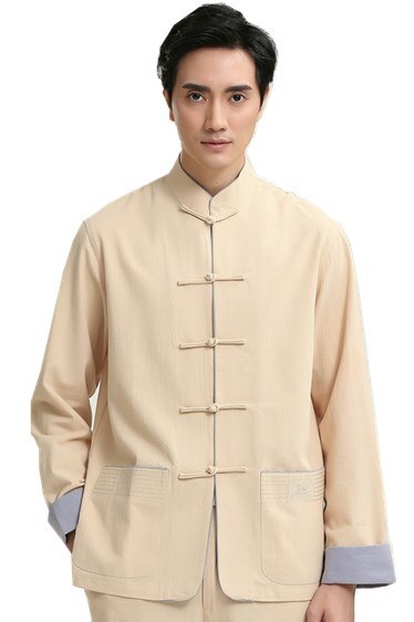 Shanghai histoire chinoise traditionnelle hommes, vêtements orientaux, tangzhuang tai chi, chemise Kungfu, haut pour hommes: YELLOW / L