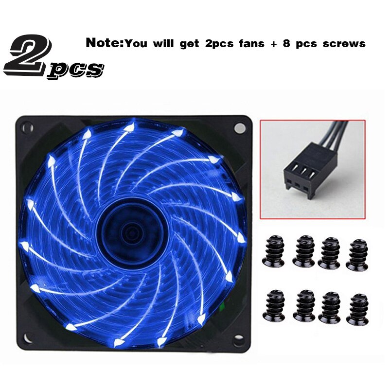 90mm LED Light 4PIN 3PIN PC Desktop Computer Case Cooling Cooler Fan 12V 9225 92x92x25mm GPU CPU Cooler Double Halo Light: 2PCS 9225Blue-3PIN