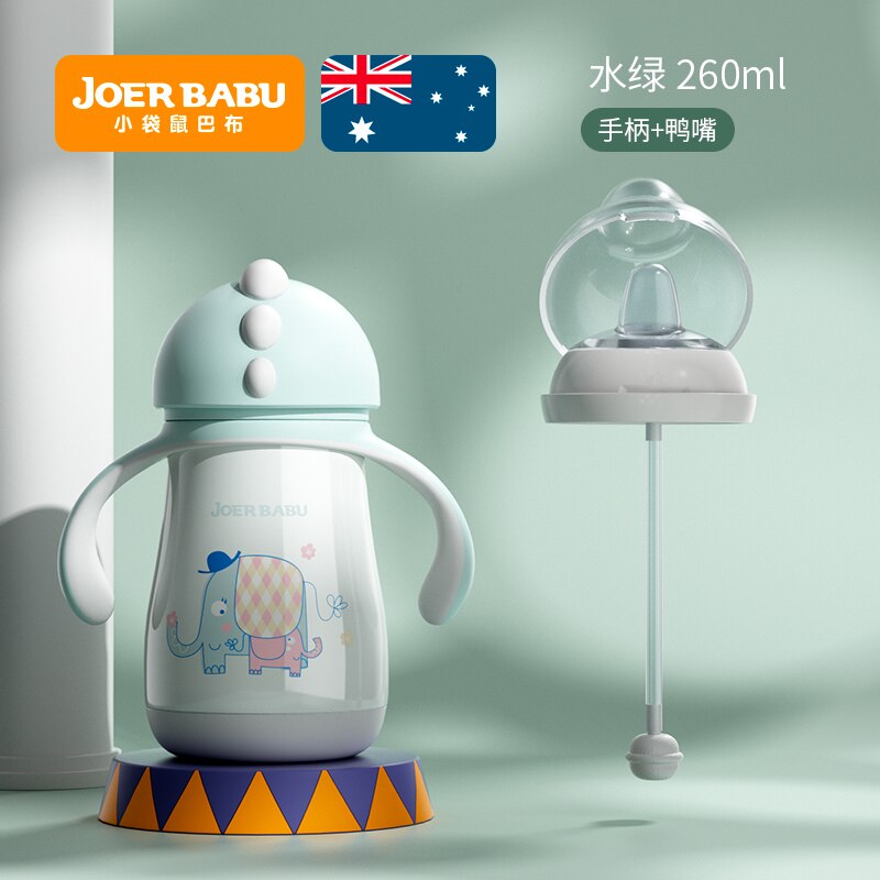 Baby tuitbeker drinkwater handvat volwassen babyfles rietje siliconen schouderband beker mamadeira voedingsbenodigdheden  ab50np: 260ml e