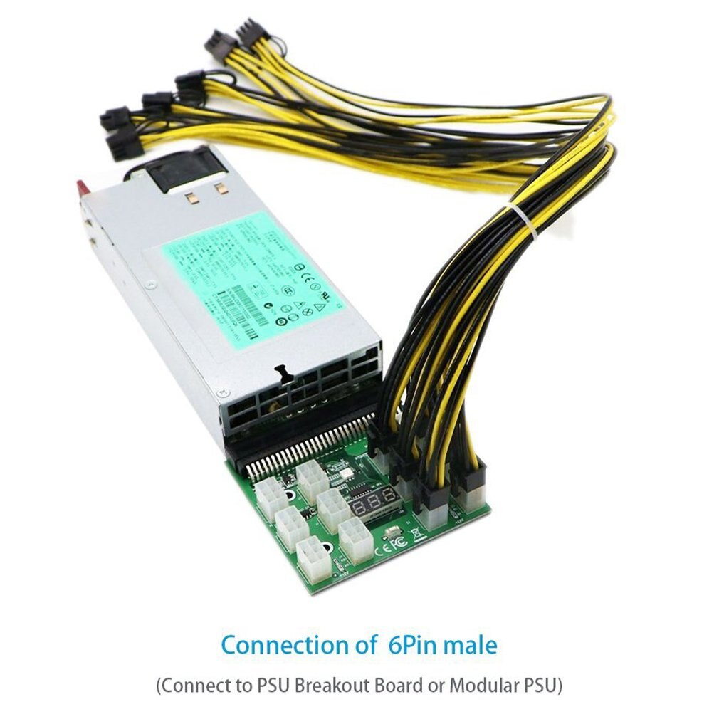 6 Pcs 6 Pin PCI-e a 8 Pin (6 + 2) PCI-e (maschio a maschio) cavo di alimentazione GPU 50cm per schede grafiche Mining scheda Breakout Server HP