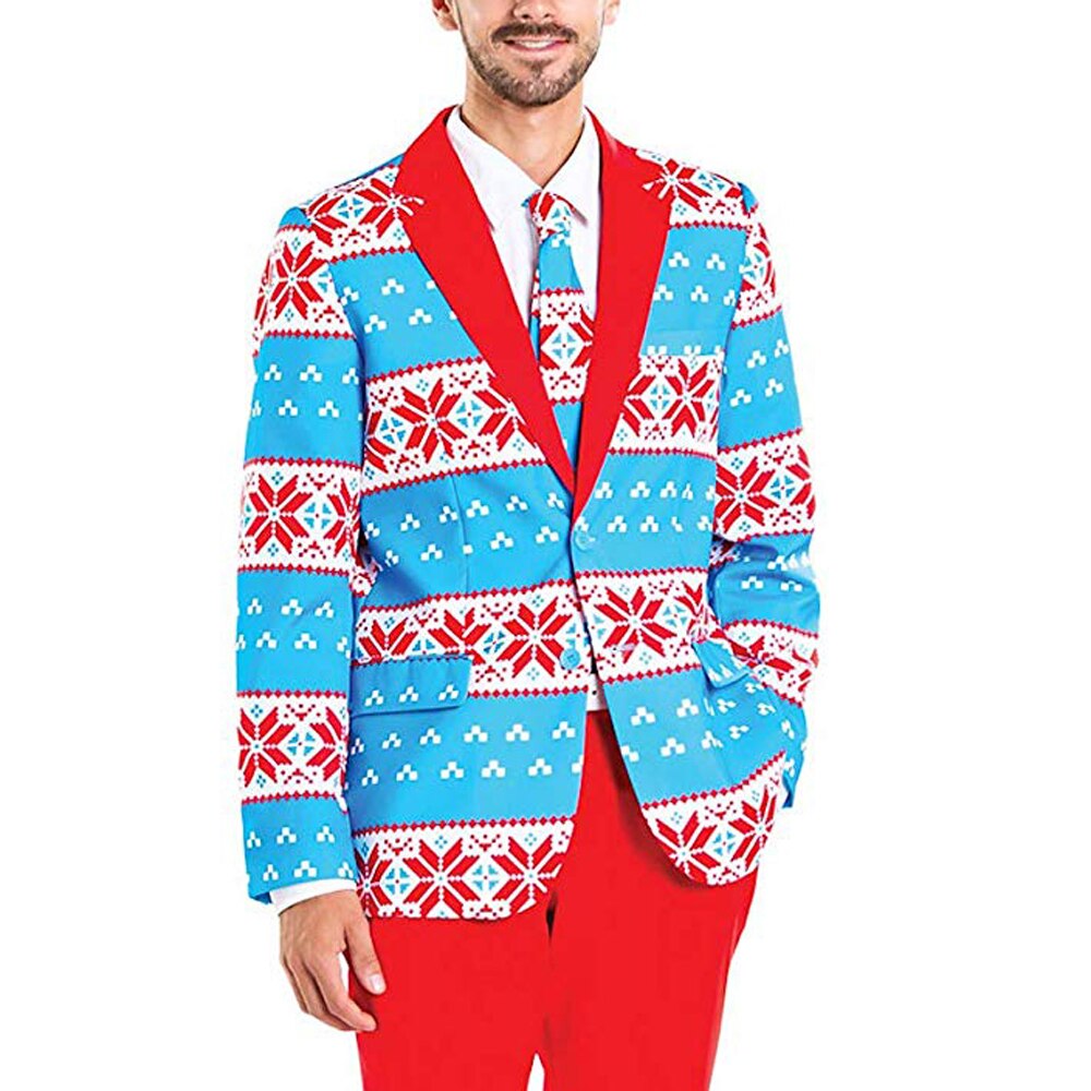 Męskie garnitury świąteczne garnitur Xmas Party świąteczne zabawy wzorzyste przebranie: B / M