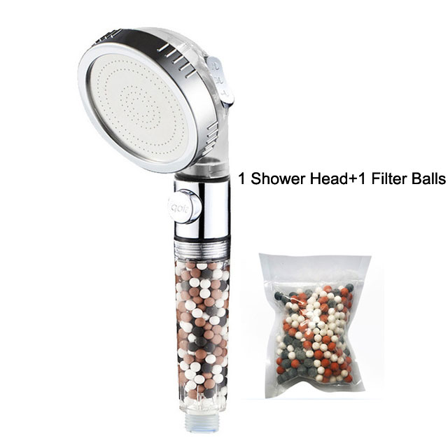 High Pressure Shower Head 3 Modes Adjustable SPA Replaceable Filter Shower Water Saving with Switch Button Shower: Dark Grey