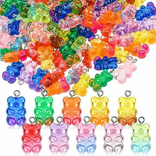 Schattige gummybeer hanger bedels voor ketting armband oorbellen sieraden doe-het-zelf bevindingen kristal kleur beren kerst 2.2 x 1.1cm