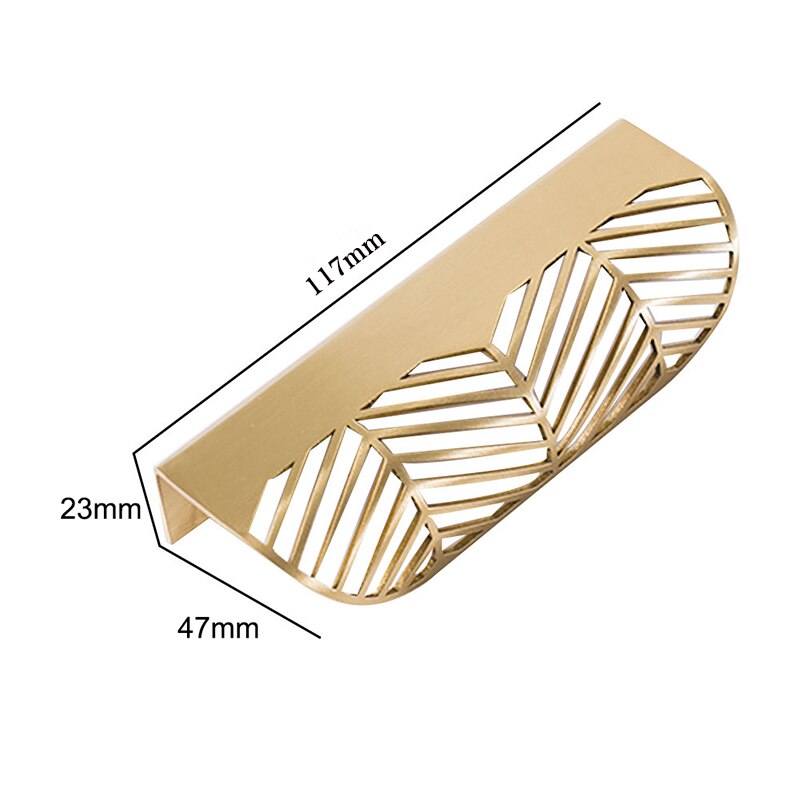 Satin Cabinet Pulls Modern Furniture Cabinet Metal Brass Drawer Leaf Handle Bedroom Drawer Dresser Wardrobe Shoe Cabinet Knob: Length 117MM