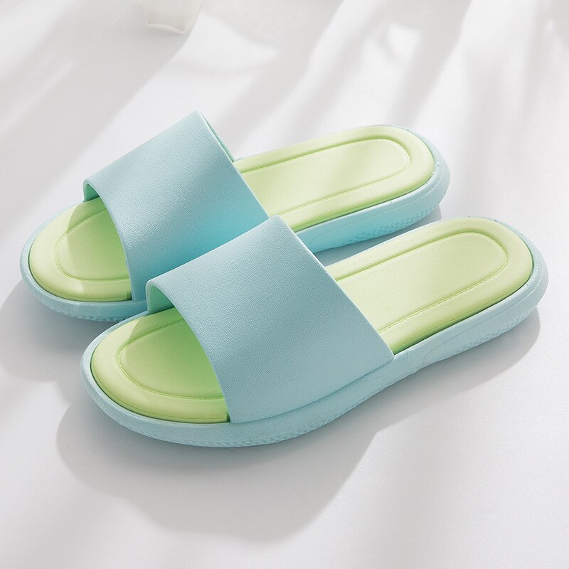 Pantoufles de Style japonais pour hommes et femmes, pantoufles d'intérieur à fond épais, antidérapantes, pour salle de bain, été: Light blue / 38-39