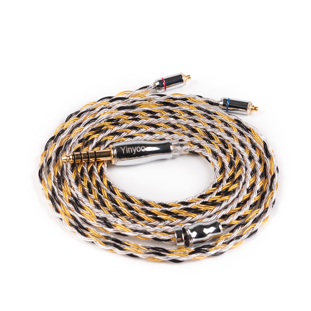 Cable de cobre Chapado en plata actualizado de 16 núcleos Yinyoo 2,5/3,5/4,4 MM con conector MMCX/2pin/QDC TFZ KZ ZS10 ZSX BLON bl-03 bl-05: MMCX 4.4mm