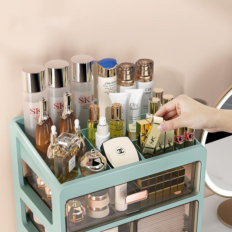 Organizador de cosméticos jóias caixa organizadora de maquiagem grande capacidade multifuncional gaveta de armazenamento de mesa caixa organizadora de maquiagem