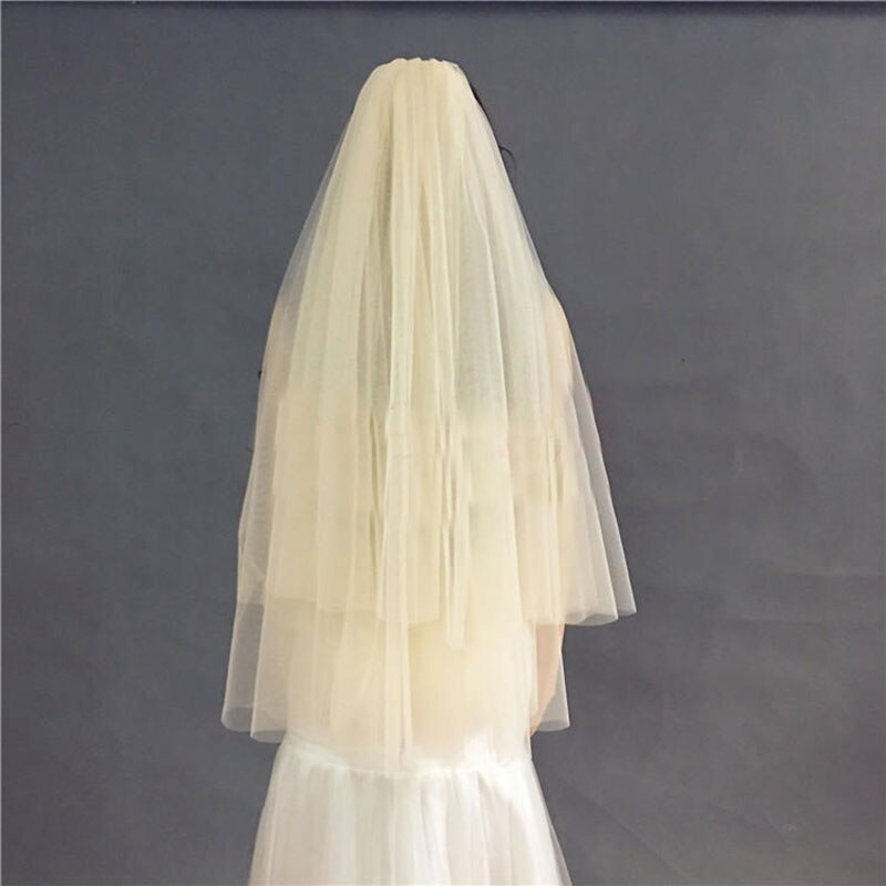 Elegante Braut Schleier 2 schichten Mit Kamm roh schneiden Rand Weichen Netz Hochzeit Schleier Hochzeit Zubehör Veu de Noiva