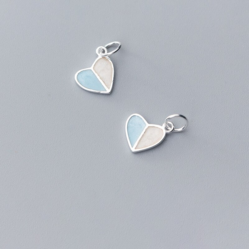 MEETSOFT-Colgante romántico de Plata de Ley 925 con corazón azul y rosa, joyería fina hecha a mano, accesorio