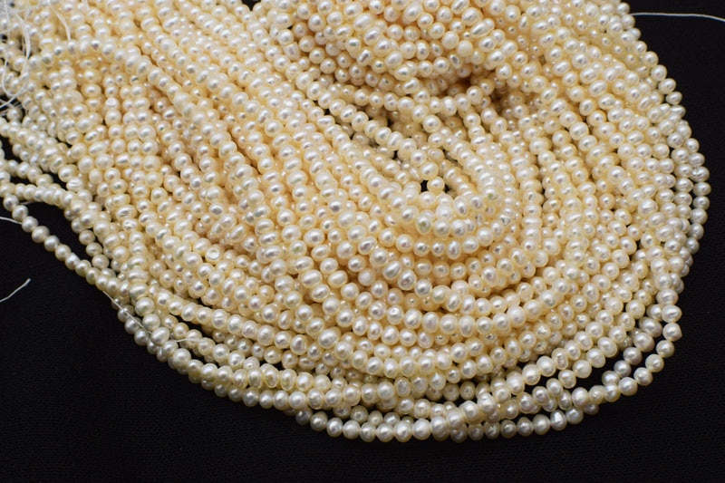 A freshwater pearl near round 3-4mm white FPPJ beads nature loose beads for DIY jewelry