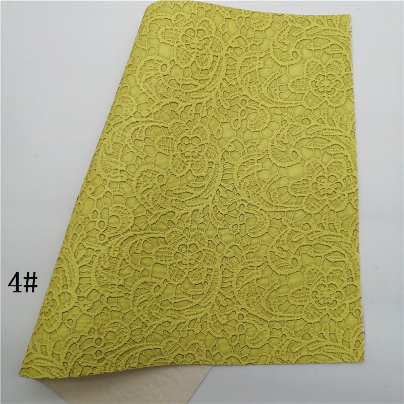 Pastel Colors Lace Embossed Synthetic Leather Faux Fabric Sheets Felt Backing Vinyl For Earrings bag Bows DIY 21X29CM GM2322A: 4