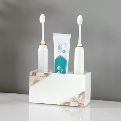 Coquille Résine Salle De Bains Ensemble Rince-bouche Tasse Lotion Bouteille Brosse À Dents Porte-Savon Porte-Boîte à Mouchoirs Aromathérapie Bouteille Boîte De Coton-Tige: Toothbrush holder