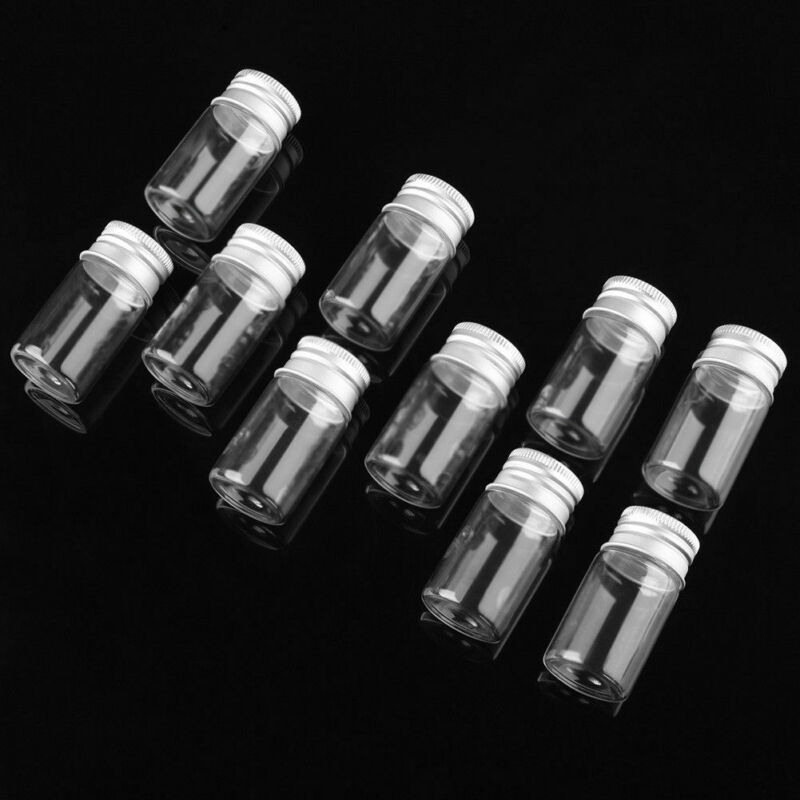 10 pcs 15ml 27x53mm Small Clear Glass Bottle Vial Pendant With Aluminum Lid