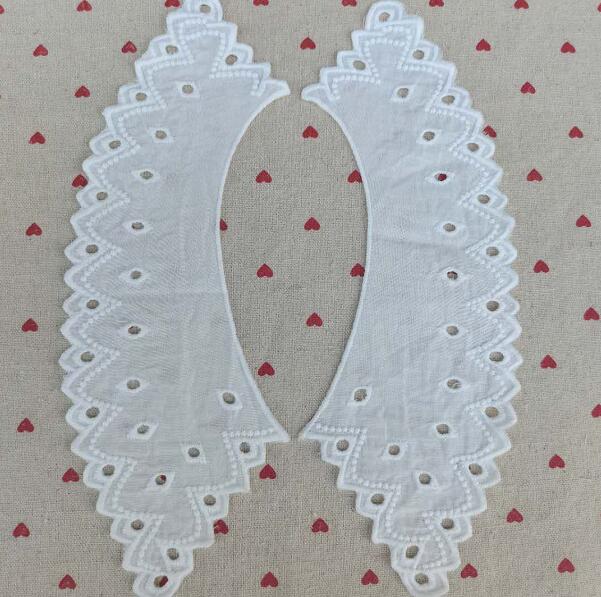 Tela de encaje bordado de algodón blanco de lujo, apliques DIY, cinta para cuello, cuello, costura artesanal, guipur, decoración de vestido de boda: white 4