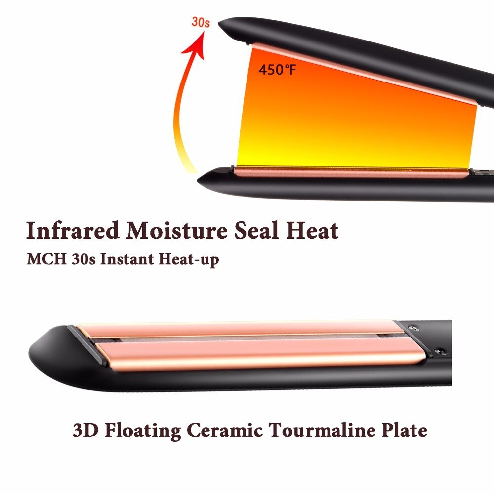 450F Flat Iron Hair Straightener Fast Electric Straightening Iron Ceramic Styling Tool 110-240v LCD Digital Display