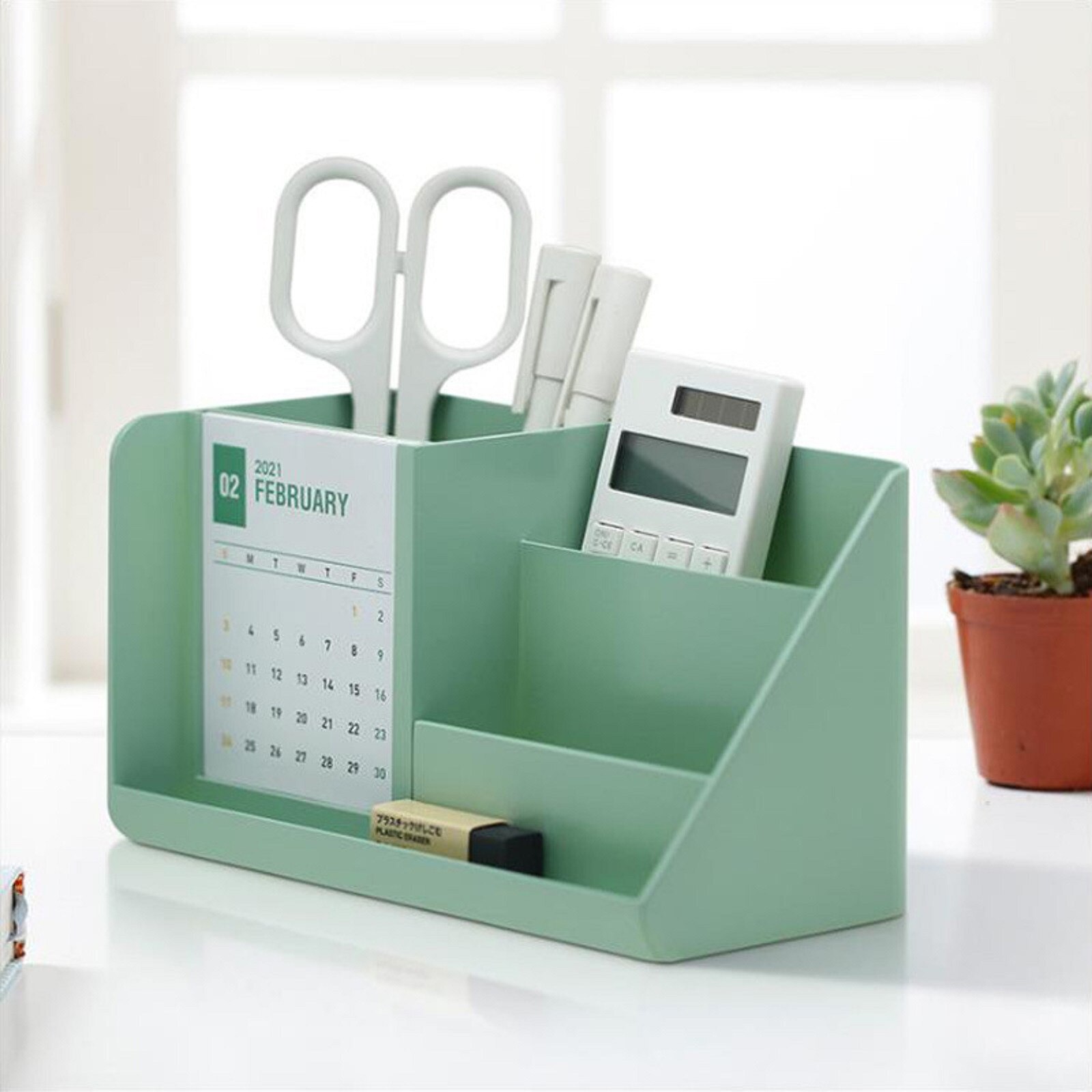 Organizador de plástico para escritorio 40 , calendario, , portalápices, calendario de escritorio, caja de almacenamiento, organizador de almacenamiento de desechos con Control remoto