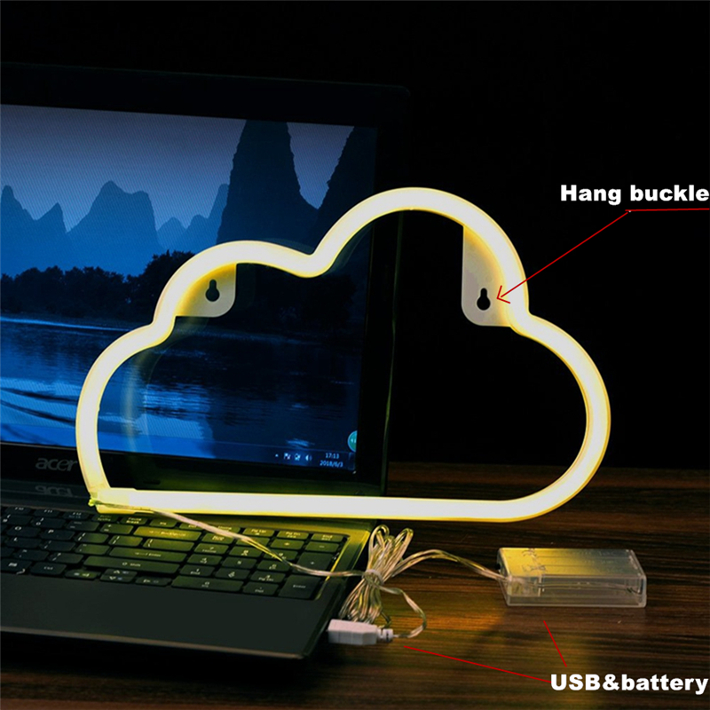 LED Neon Light Hello Wall Art Sign Bedroom Decoration moon star Rainbow Hanging Night Lamp Home Party Decor Xmas: Cloud