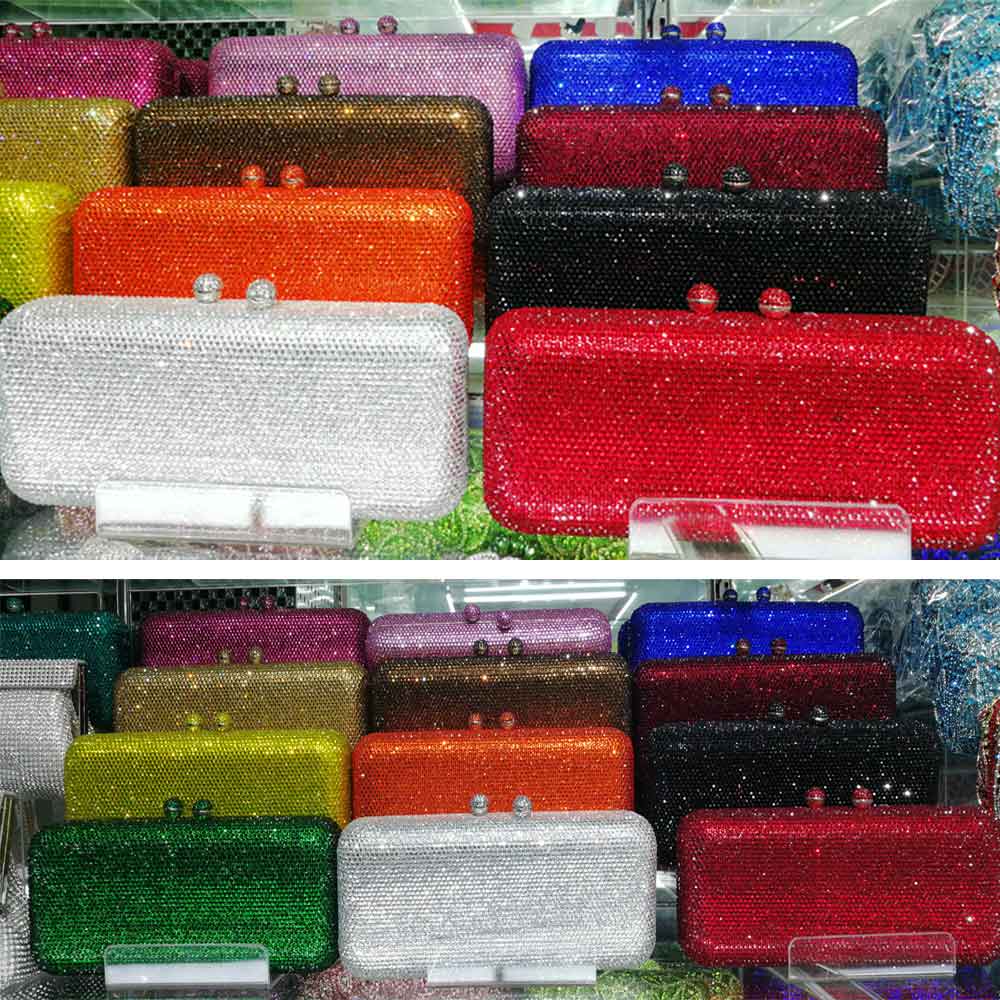 Navy Blue Crystal Party Wedding Bridal Clutch Bags Goedkoper Crystal Avondtassen Vrouwelijke Ketting Schoudertassen