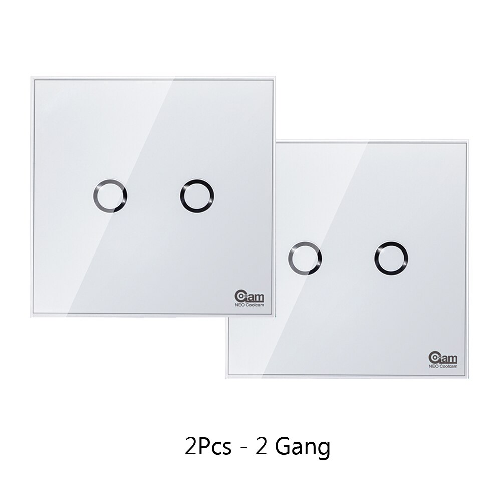 NEO COOLCAM NAS-SC01Z interruptor de luz de pared z-wave Plus, 2CH Gang Home Automation Z wave, interruptor de luz de Control remoto inalámbrico: 2PCS 2 Gang