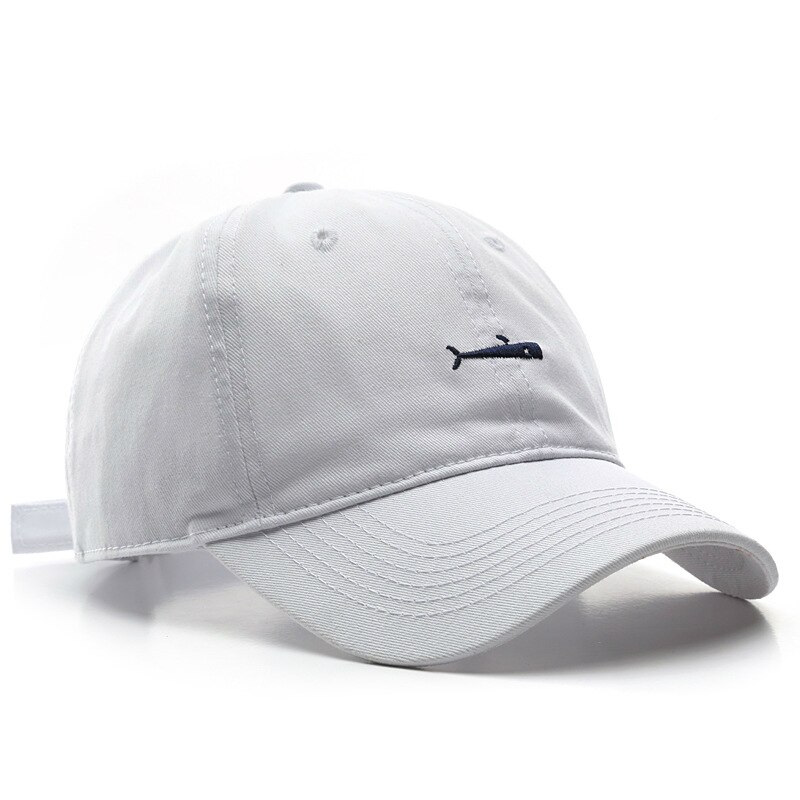 Sleckton baseball kasket til mænd og kvinder retro far hatte sommer udendørs visir kasket unisex snapback hat fisk broderi hat: Hvid