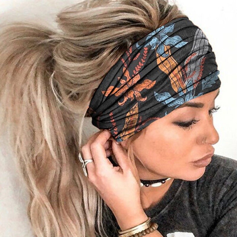 Tulband Hoofdband Zweet Band Elastische Sport Haarbanden Head Band Yoga Hoofdbanden Hoofddeksels Headwrap: BK