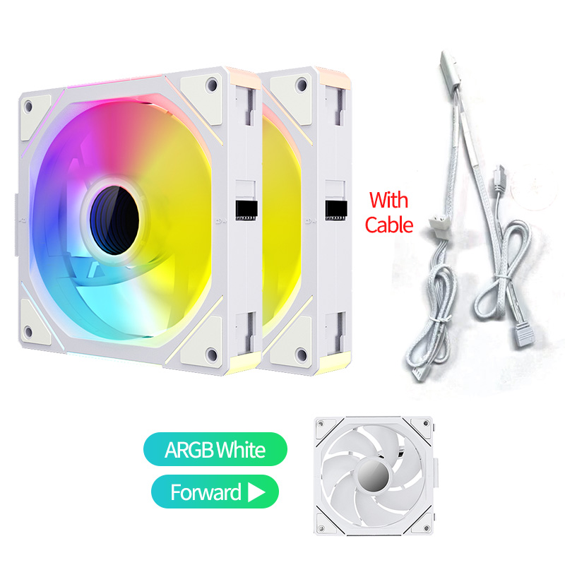 Teucer JM-1 PC boîtier ventilateur miroir Cycle ARGB 120mm 12v/4Pin PWM châssis à faible bruit refroidissement par eau ventilateur paquet unique avec câble: WHITE