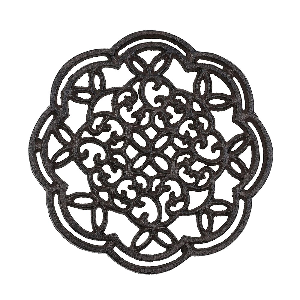 Dessous de plat de théière en fonte, Vintage fleur/hibou/poisson/flocon de neige, support de Pot rond, tapis creux, coussin isolant, décor de Table, cuisine, 1 pièce