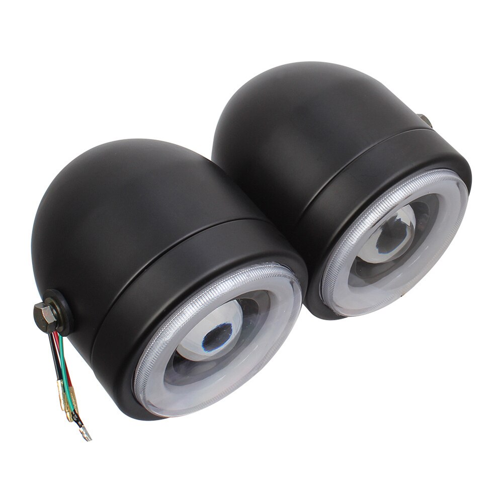 Angel Eye Twin Headlight Motorcycle Head Lamp Universal Fit for Street bike-Harley-Yamaha-Kawasaki-Suzuki 1 Pair