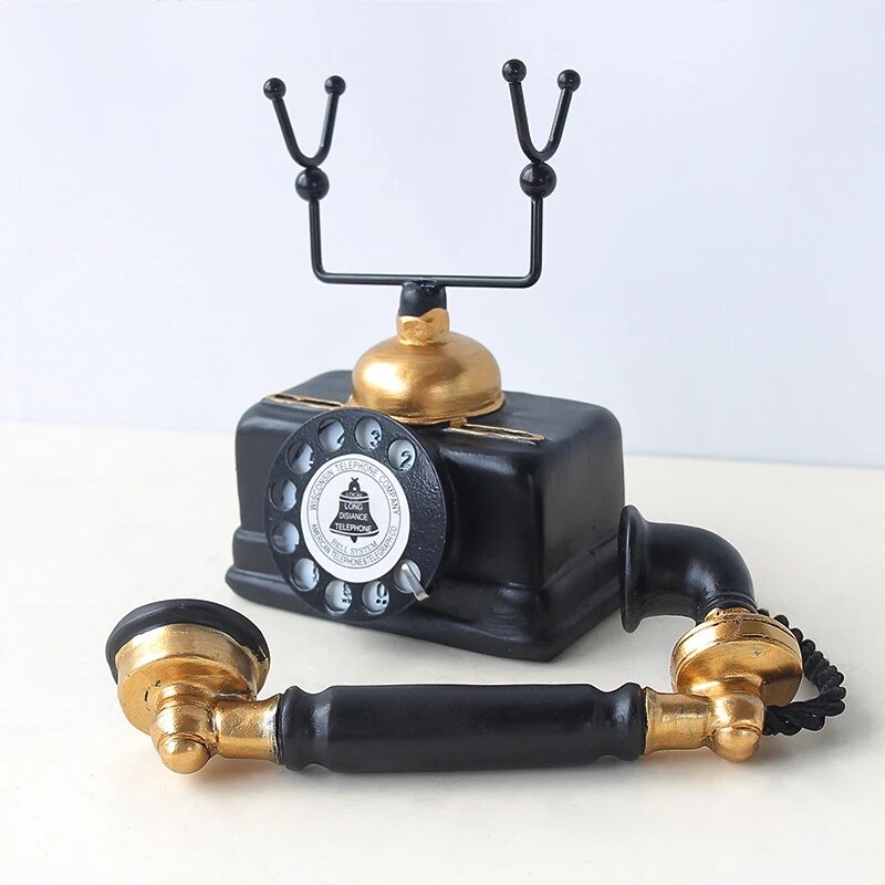 Home Decorative Antique Old-fashioned Telephones Desktop Ornaments European Retro Style Desktop Landline Telephone Model