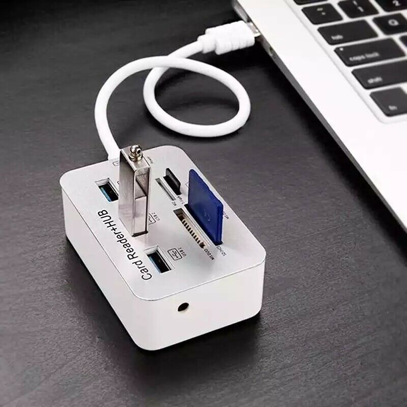 Aluminum 3 Port USB 3.0 Hub MS SD M2 TF Multi-In-1 Memory Card Reader Adapter US Computer Peripherals USB Hub
