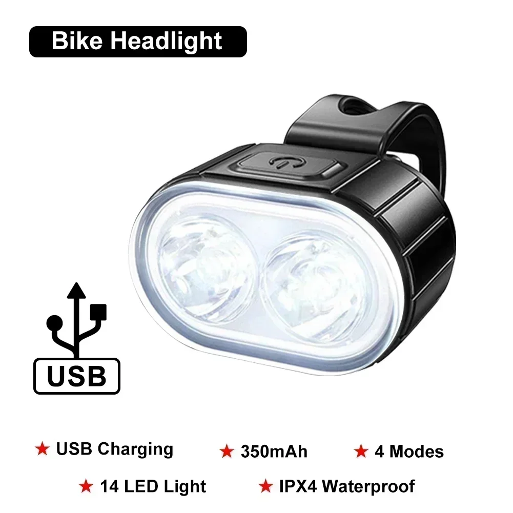 BUCKLOS Bike Light Set Rechargeable Rear Light Front Lamp Waterproof Riding Headlight USB MTB Taillight Led 1PC Cycling Parts: WHITE