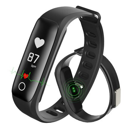 Blodtrycksmätare vattentät blodtrycksmätare puls sömn fitness sportarmband smart app armband smartband arm: Svart