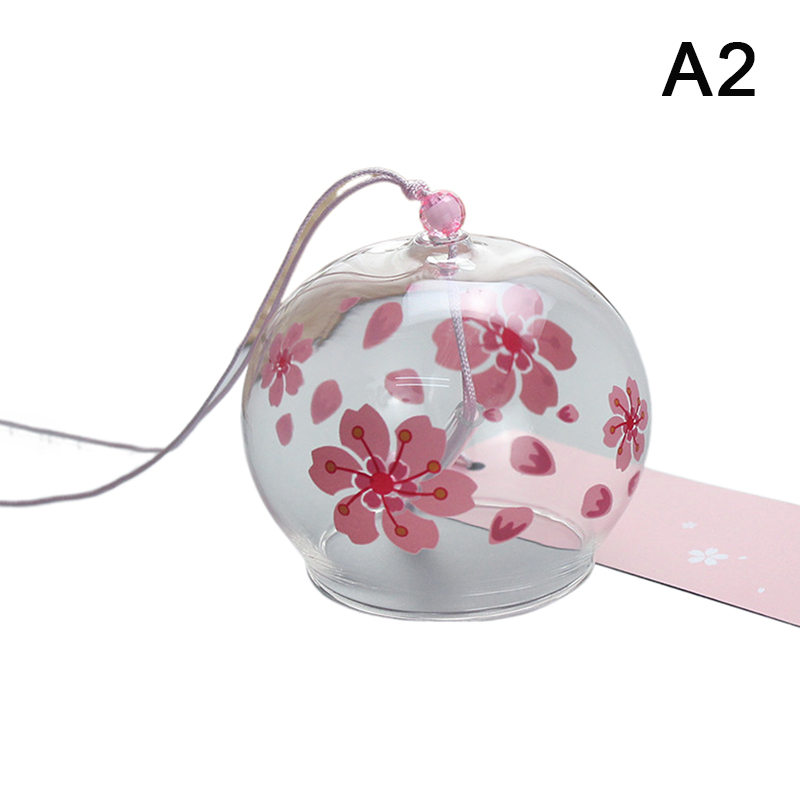 Campana del vento giapponese campanelli eolici giapponesi fatti a mano in vetro Furin decorazioni per la casa Spa Kitchen Office Decor Sakura Cherry Blossom Pattern: Bianco puro