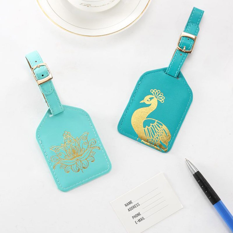 Travel Accessories stamping Luggage Tag Women Portable PU Leather Label Suitcase ID Address Holder Baggage Boarding