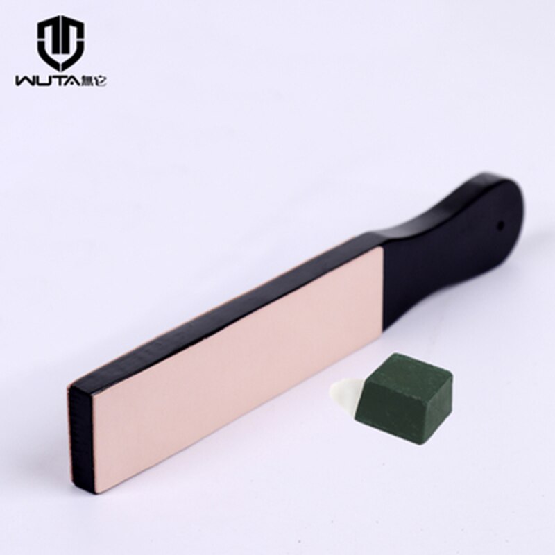 Wuta tre dobbel side lær kniv slipe stropp verktøy barberhøvel poleringsbrett med poleringsblanding og lær 7 farger tilgjengelig